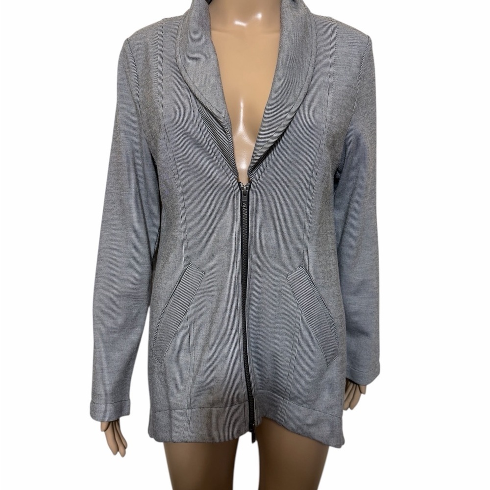 Cabi zip front knit jacket grey